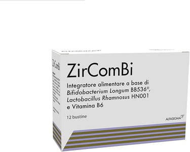 Zir Combi, Integratore Alimentare a Base di Bifidobacterium Longum Bb536, Lactobacillus Rhamnosus Hn001 e Vitamina B6, per L’Equilibrio della Flora Batterica Intestinale, 12 Bustine